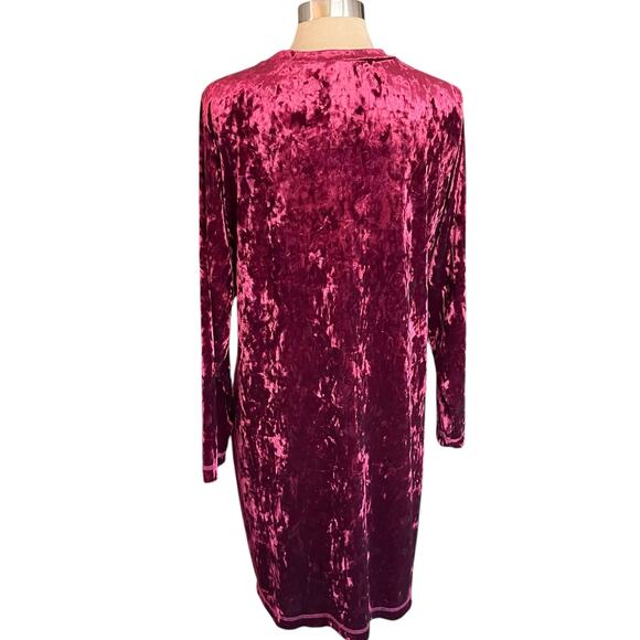 City Streets Burgundy Velvet Shift Dress Laced Neck Sz 1X Whimsygoth Valentines - Picture 5 of 7